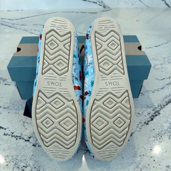 TOMS Alpargata Clearwater Blue Snow Yeti Print Slip Ons Size 10 - Picture 4 of 6